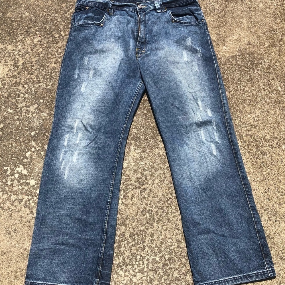 VTG Phat Farm Patchwork Men Y2K 90s Jeans Pant Patch 38 X 33 Distressed Straight